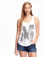Old Navy Graphic Racerback Tank For Women - White