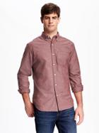 Old Navy Slim Fit Printed Shirt For Men - Dark Red