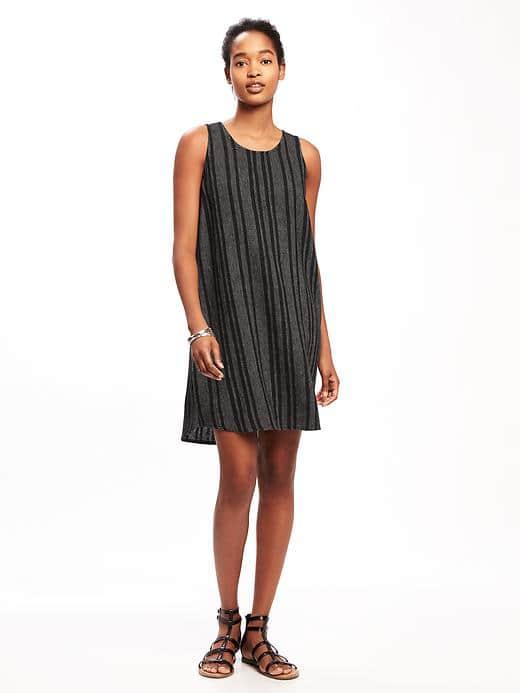 Old Navy Hi Lo Linen Blend Shift Dress For Women - O.n. New Black Stripe