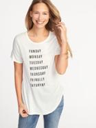 Old Navy Womens Relaxed Graphic Curved-hem Tee For Women Funday Monday Tuesday Wednesday Thursday Frinally Saturyay Size L