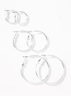 Old Navy  Hoop Earrings 3-pack For Women Silver Size One Size