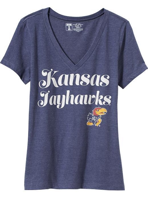 Old Navy Womens College Team V Neck Tee Size L - University Of Kansas