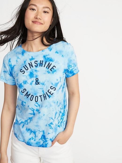 Old Navy Womens Everywear Graphic Crew-neck Tee For Women Sunshine & Smoothies Size L