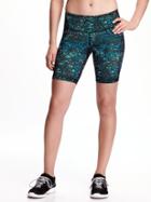 Old Navy Go Dry Printed Compression Bermuda Short For Women - Peacock Jewel