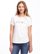 Old Navy Relaxed Graphic Curved Hem Tee For Women - Calla Lillies