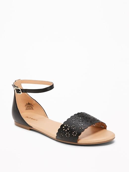 Old Navy Womens Laser-cut Peep-toe Sandals For Women Blackjack Size 10