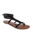 Old Navy Faux Leather T Strap Sandals For Women - Black