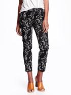 Old Navy Patterned Pixie Chinos For Women - Black Floral