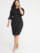 Old Navy Womens Plus-size Ruffle-sleeve Sheath Dress Black/white Dots Size 3x