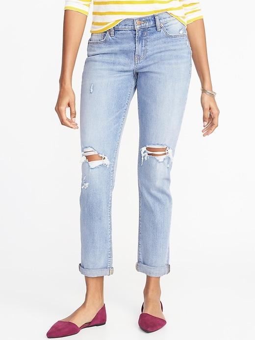 Old Navy Womens Distressed Boyfriend Straight Jeans For Women Light Wash Size 2