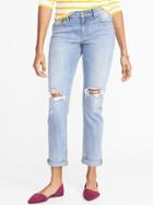 Old Navy Womens Distressed Boyfriend Straight Jeans For Women Light Wash Size 2