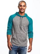 Old Navy Color Blocked Raglan Sleeve Hoodie For Men - Medium Gray Heather