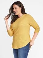 Old Navy Womens Relaxed Plus-size Plush-knit Tee Lime Stripe Size 4x