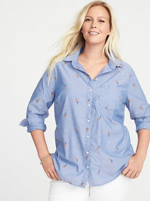 Old Navy Womens Classic Plus-size No-peek Parrot-print Shirt Parrot Size 2x