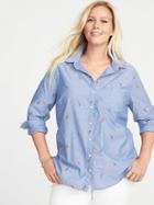 Old Navy Womens Classic Plus-size No-peek Parrot-print Shirt Parrot Size 2x