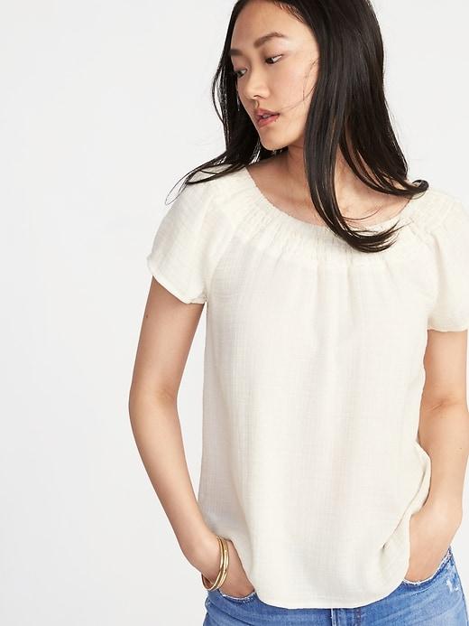 Old Navy Womens Relaxed Smock-neck Top For Women Creme De La Creme Size Xl