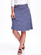 Old Navy Knee Length Jersey Circle Skirt - Navy Stripe