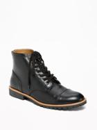 Old Navy Mens Faux-leather Lace-up Boots For Men Blackjack Size 8