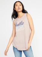 Old Navy Womens High-neck Graphic Swing Tank For Women Hello Hello Hello Size L