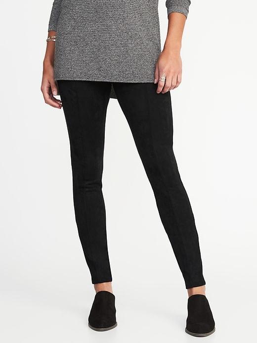 Old Navy Womens Stevie Faux-suede Ponte-knit Pants For Women Black Size S