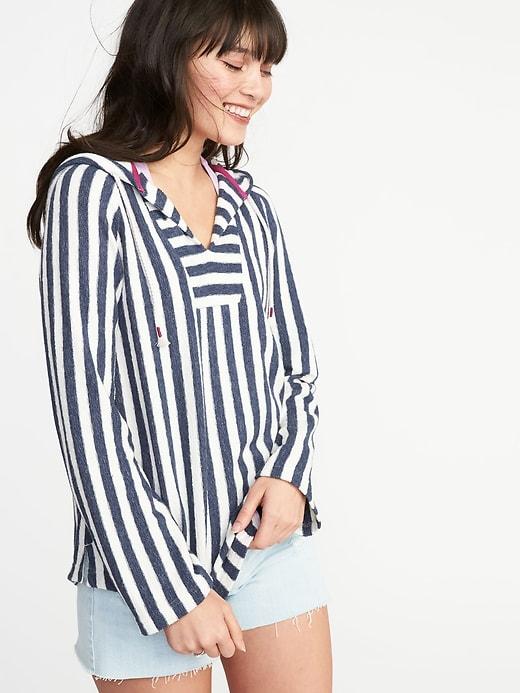 Old Navy Womens Relaxed Cali Fleece Hoodie For Women Navy Stripe Size S