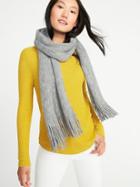 Old Navy Womens Solid Fringe Scarf For Women Medium Heather Gray Size One Size