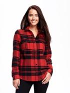 Old Navy Classic Flannel Shirt Jacket For Women - Red Buffalo Plaid