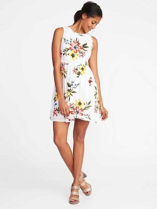 Old Navy Womens Fit & Flare Sleeveless Dress For Women White Size M