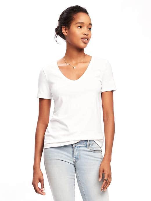 Old Navy Semi Fitted V Neck Tee For Women - Calla Lily