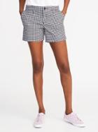 Old Navy Womens Mid-rise Everyday Gingham Seersucker Shorts For Women (5) Gingham Size 14