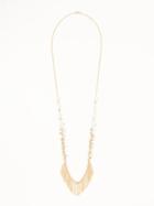 Old Navy Beaded Fringe Chain Necklace For Women - Pearl