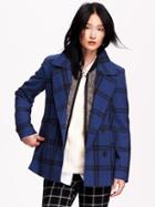 Old Navy Classic Pea Coat Size L Tall - Blue Plaid