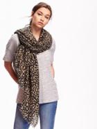 Old Navy Printed Oversized Scarf For Women - Leopard