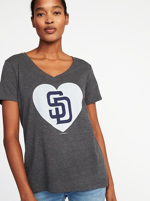 Old Navy Womens Mlb Team-heart V-neck Tee For Women San Diego Padres Size L