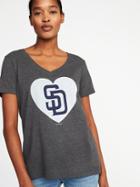 Old Navy Womens Mlb Team-heart V-neck Tee For Women San Diego Padres Size L