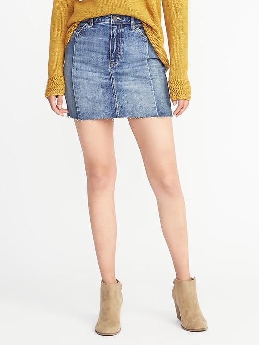 Old Navy Womens Raw-hem Denim Skirt For Women Two-tone Blue Size 18