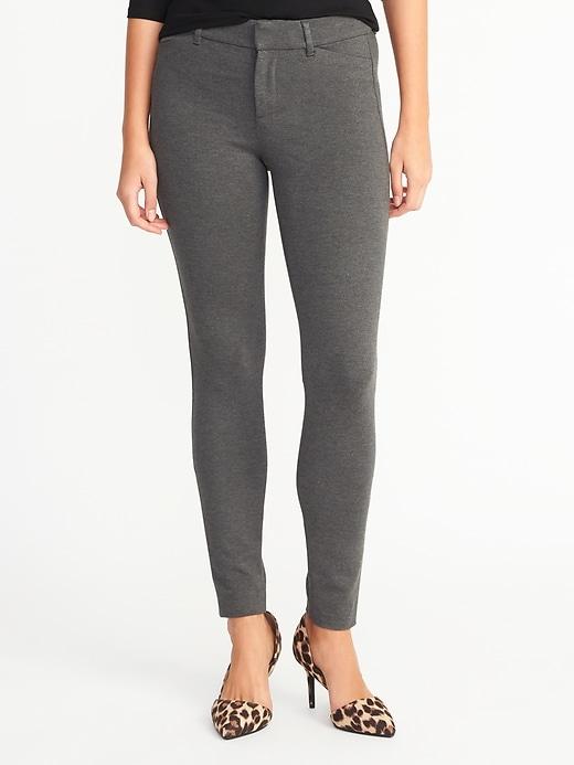 Old Navy Womens Mid-rise Built-in Sculpt Ponte-knit Pixie Ankle Pants For Women Heather Gray Size 8