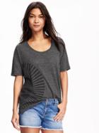 Old Navy Linen Blend Boyfriend Tee For Women - Charcoal
