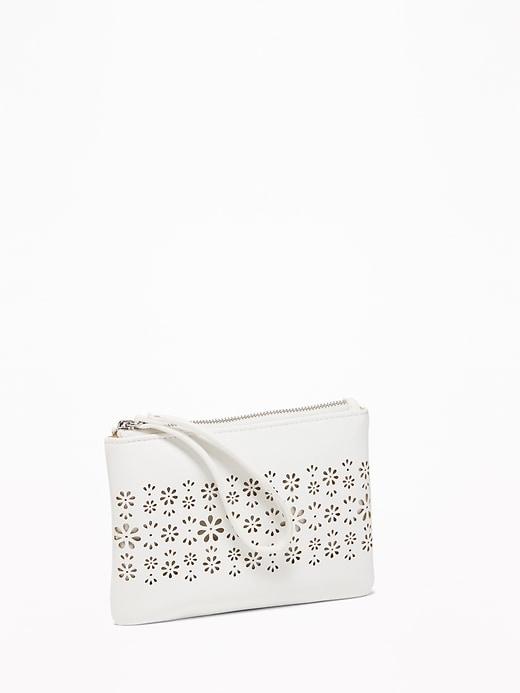 Old Navy Womens Laser-cut Faux-leather Wristlet For Women Bone Size One Size