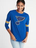 Old Navy Womens Nhl Team Sleeve-stripe Tee For Women St. Louis Blues Size Xs