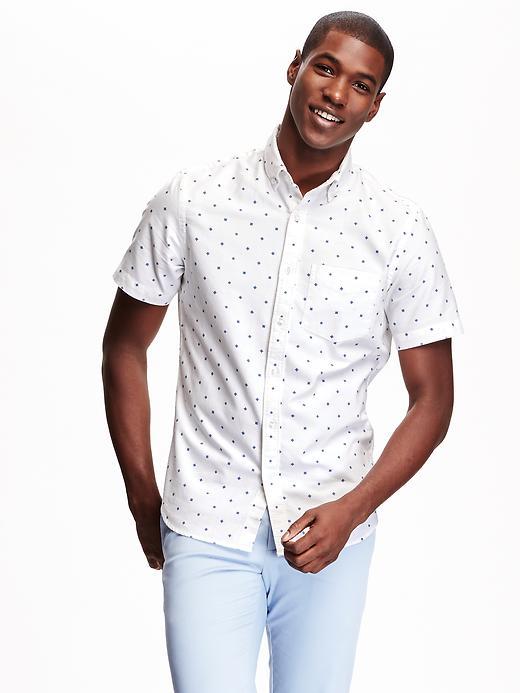 Old Navy Slim Fit Oxford Shirt For Men - Light Blue Print