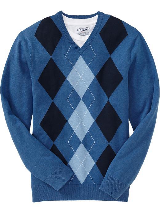 Old Navy Mens Argyle V Neck Sweaters