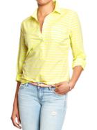 Old Navy Womens Patterned Pocket Shirts - Yellow Stripe