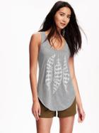 Old Navy Relaxed Curved Hem Graphic Tank For Women - Dark Heather Grey