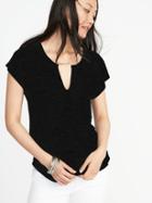 Old Navy Womens Relaxed Split-neck Tee For Women Black Size Xxl