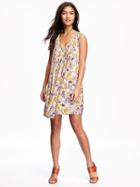 Old Navy Pleated Crepe Dress - Mixed Floral