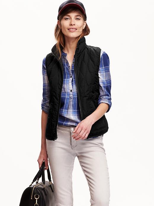 Old Navy Womens Quilted Vest Size Xxl Tall - Black