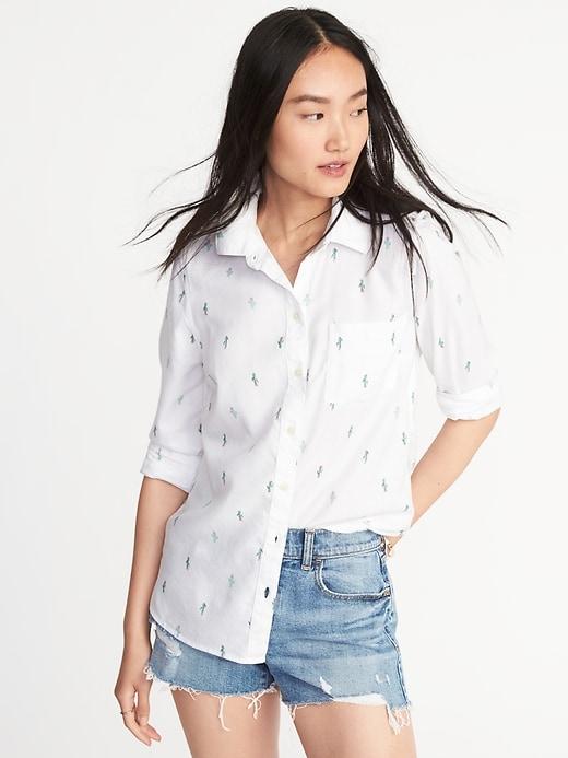Old Navy Womens Relaxed Classic Shirt For Women Cactus Size Xl