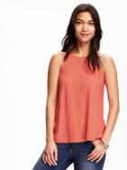 Old Navy Patterned High Neck Trapeze Tank For Women - Orange Floral