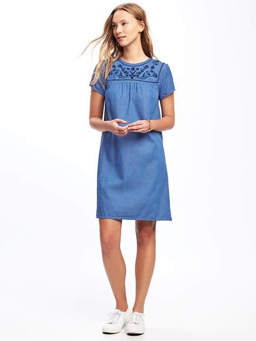 Old Navy Chambray Shift Dress For Women - Medium Wash